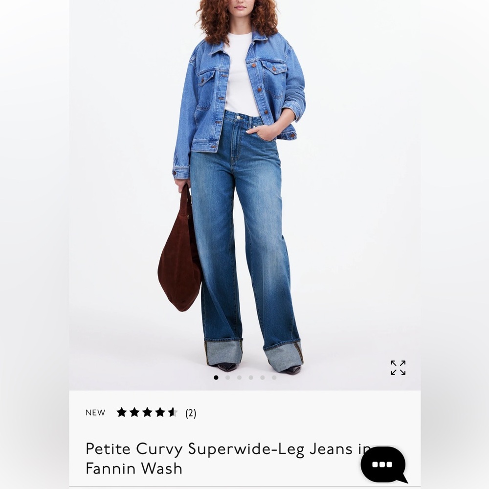 NWT Madewell wide leg petite cuffed hem jeans